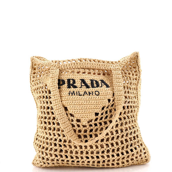 Prada Handbags - Prada Triangle Logo Open Tote Raffia
